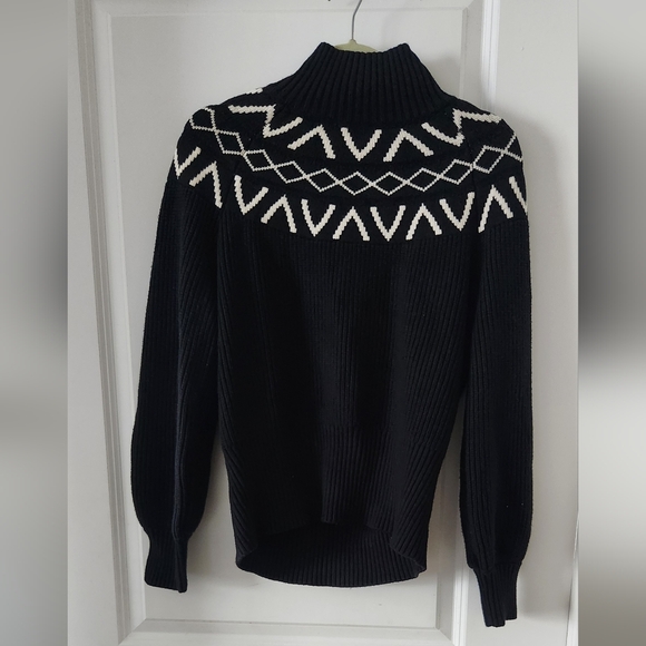 Varley Marcie Fair Isle Yoke Neck Knit Sweater - Picture 12 of 15